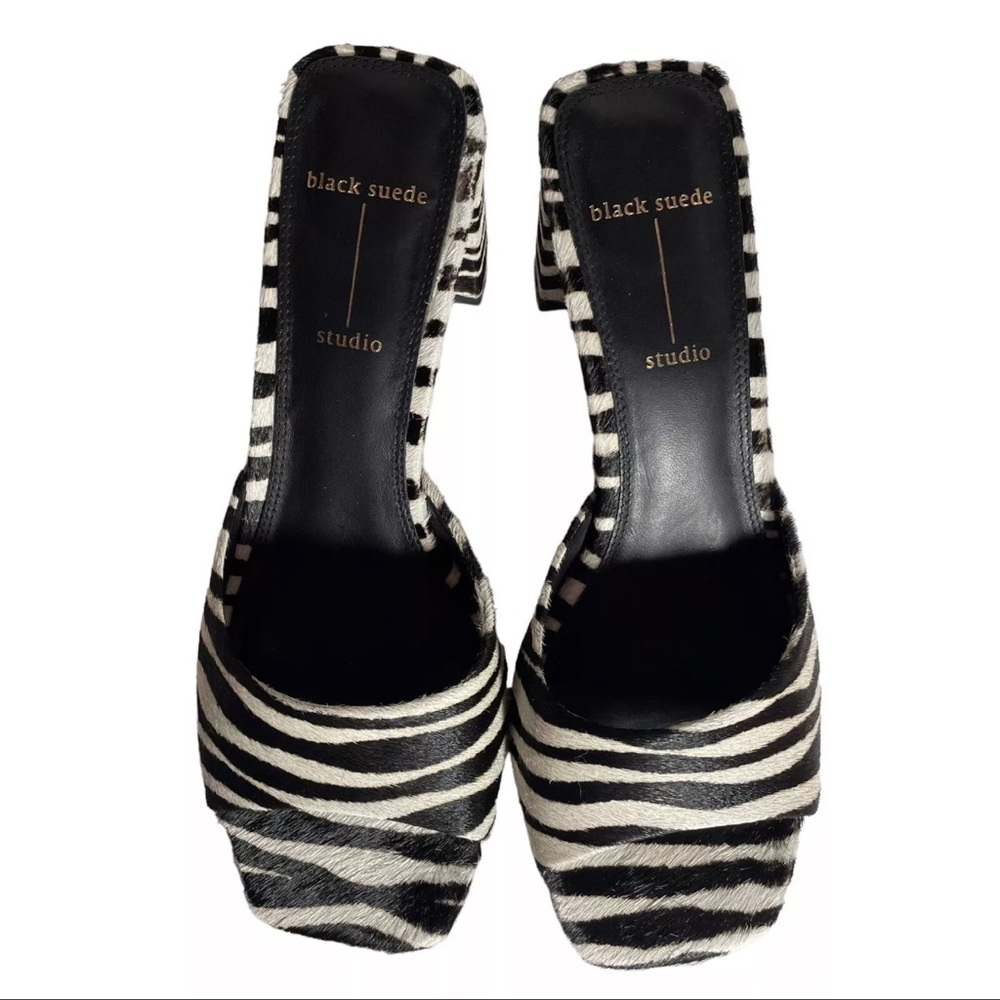 Black Suede Studios Zebra Mules Size 7 - Picture 2 of 10